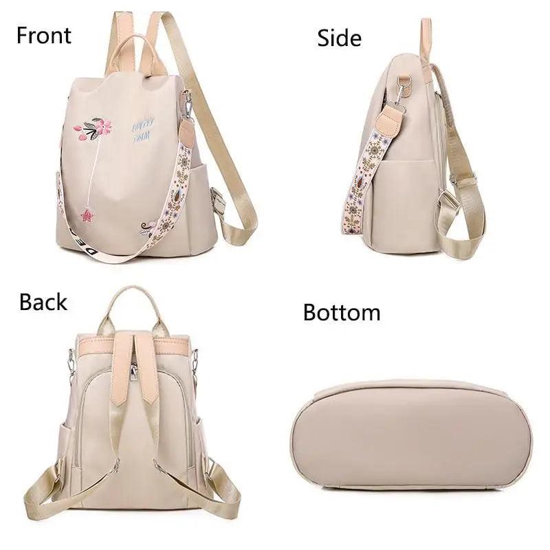 Mochila de Mujer Bordada con Estilo - Impermeable y Antirrobo