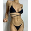 Ensemble de Bikini Noir de Luxe avec Détail en Chaîne