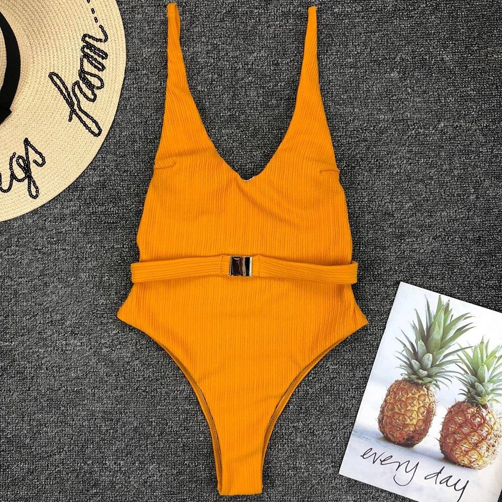 Elegant Black One-Piece Swimsuit with Ruffles