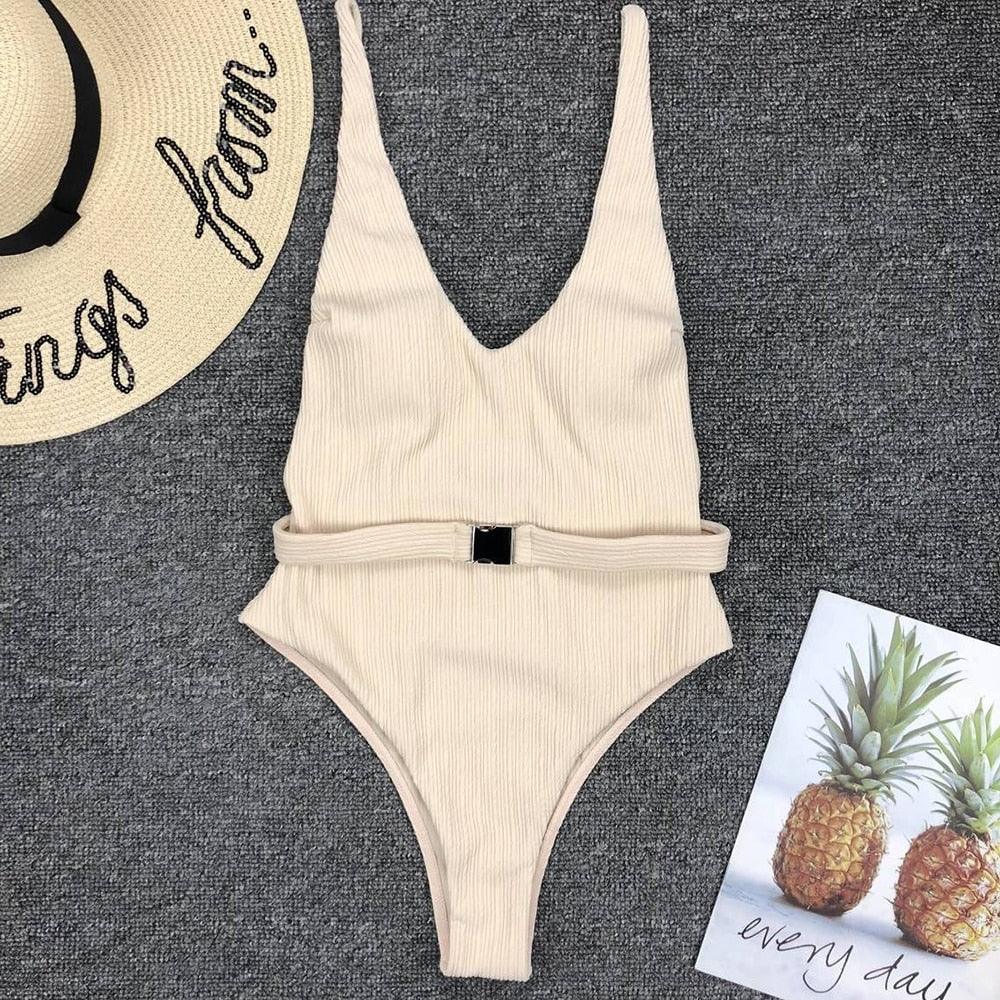 Elegant Black One-Piece Swimsuit with Ruffles