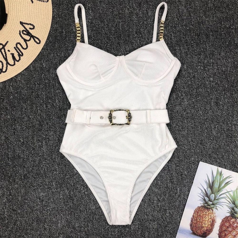 Elegant Black One-Piece Swimsuit with Ruffles