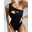 Elegant Black One-Piece Swimsuit with Ruffles