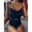 Elegant Black One-Piece Swimsuit with Ruffles