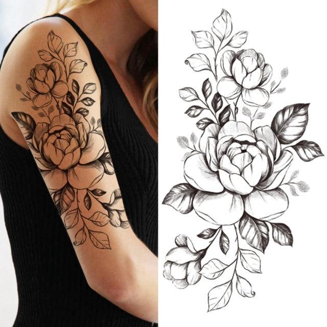 Luxury Black Forest Tiger Wolf Temporary Tattoo Sticker