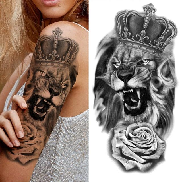 Luxury Black Forest Tiger Wolf Temporary Tattoo Sticker