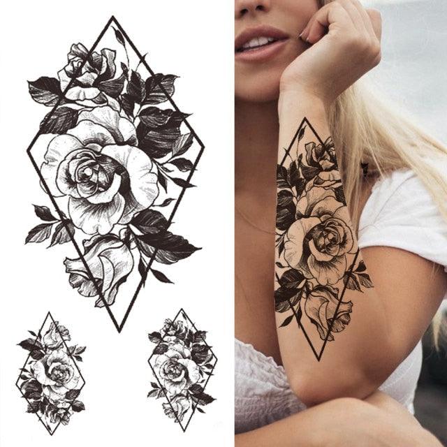 Luxury Black Forest Tiger Wolf Temporary Tattoo Sticker