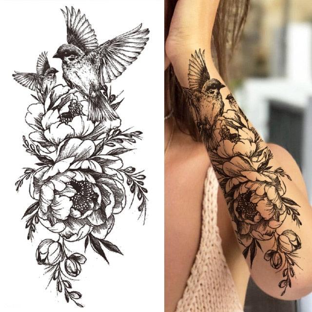 Luxury Black Forest Tiger Wolf Temporary Tattoo Sticker