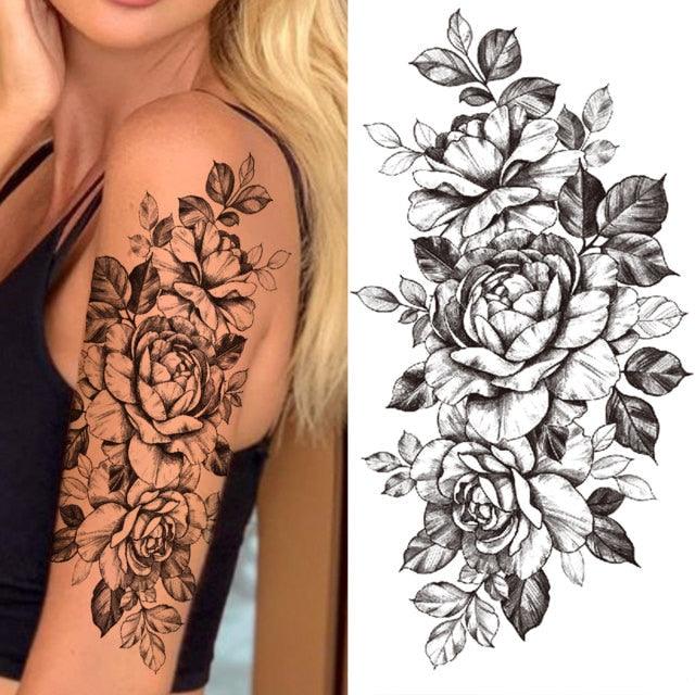 Luxury Black Forest Tiger Wolf Temporary Tattoo Sticker