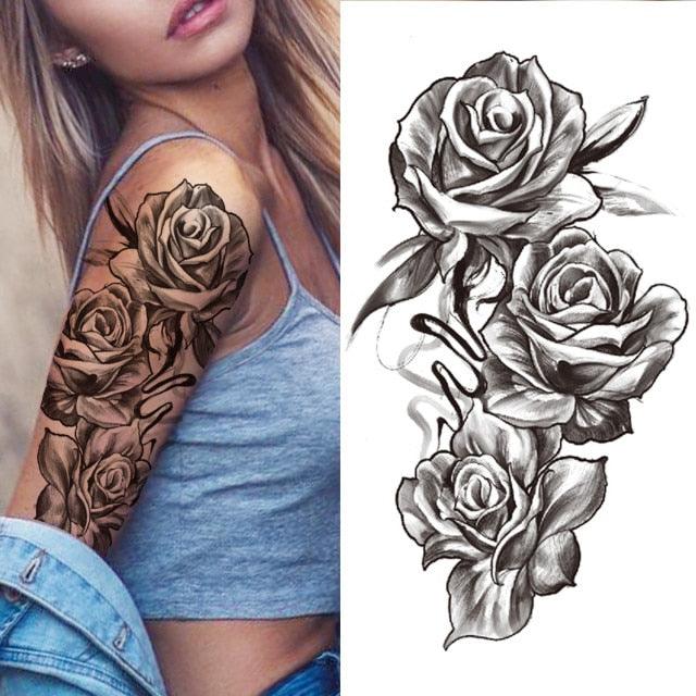 Luxury Black Forest Tiger Wolf Temporary Tattoo Sticker