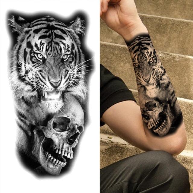 Luxury Black Forest Tiger Wolf Temporary Tattoo Sticker