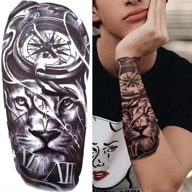 Luxury Black Forest Tiger Wolf Temporary Tattoo Sticker