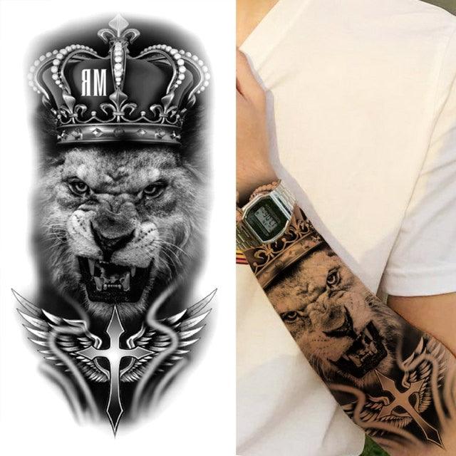 Luxury Black Forest Tiger Wolf Temporary Tattoo Sticker