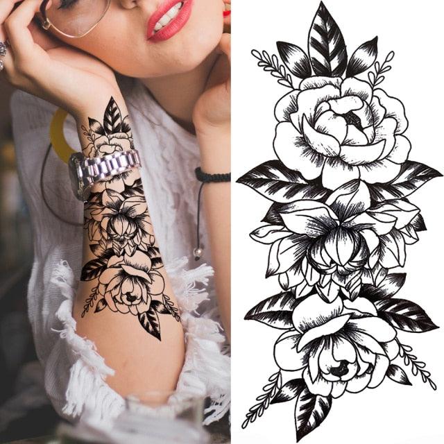 Luxury Black Forest Tiger Wolf Temporary Tattoo Sticker