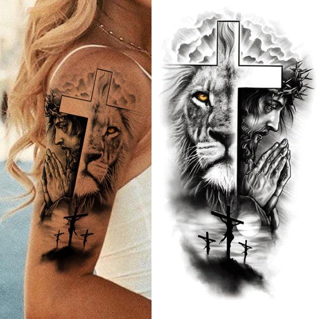 Luxury Black Forest Tiger Wolf Temporary Tattoo Sticker