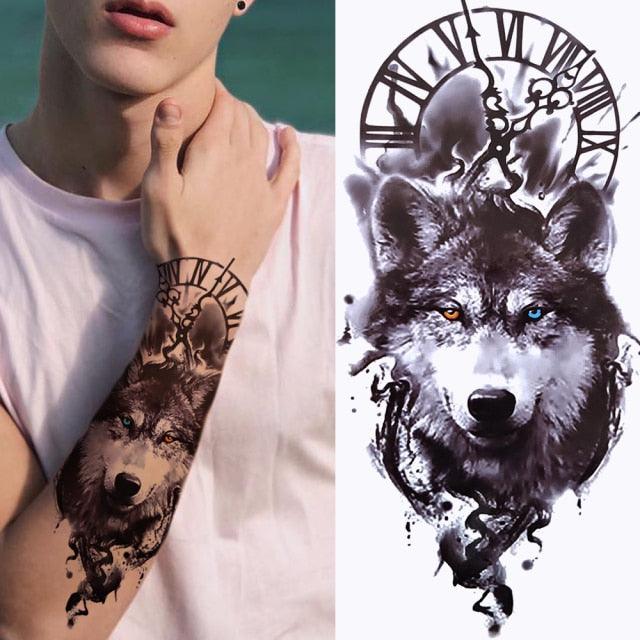 Luxury Black Forest Tiger Wolf Temporary Tattoo Sticker