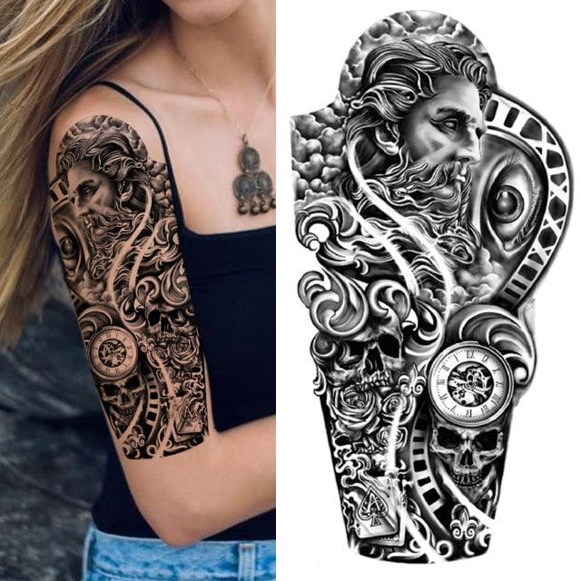 Luxury Black Forest Tiger Wolf Temporary Tattoo Sticker