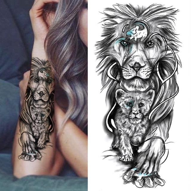 Luxury Black Forest Tiger Wolf Temporary Tattoo Sticker