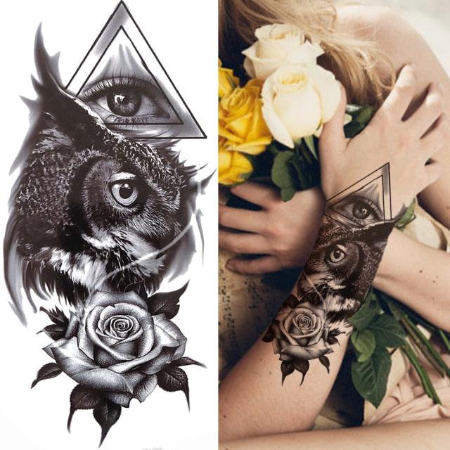 Luxury Black Forest Tiger Wolf Temporary Tattoo Sticker
