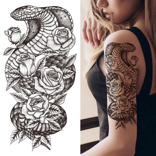 Luxury Black Forest Tiger Wolf Temporary Tattoo Sticker