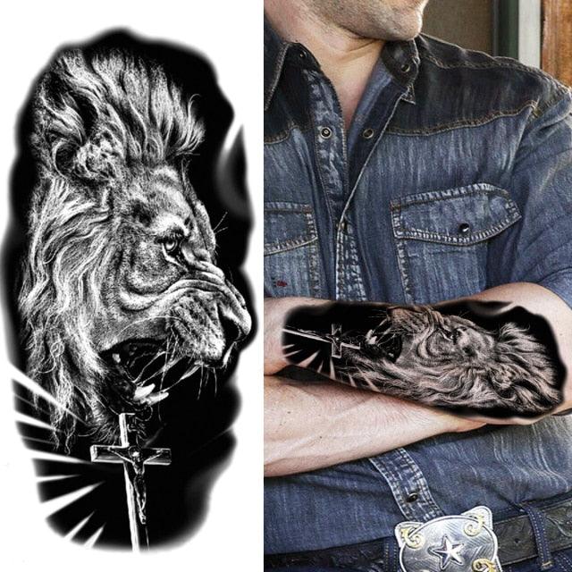 Luxury Black Forest Tiger Wolf Temporary Tattoo Sticker