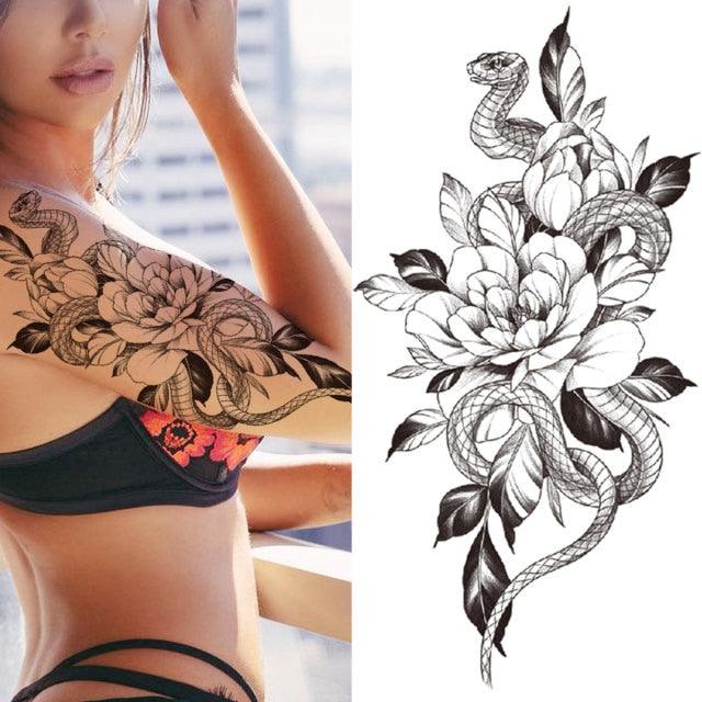 Luxury Black Forest Tiger Wolf Temporary Tattoo Sticker