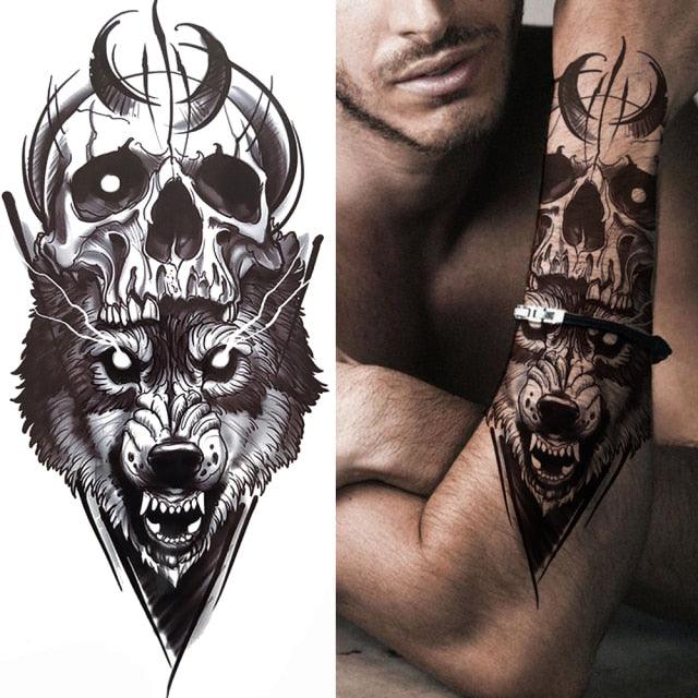 Luxury Black Forest Tiger Wolf Temporary Tattoo Sticker