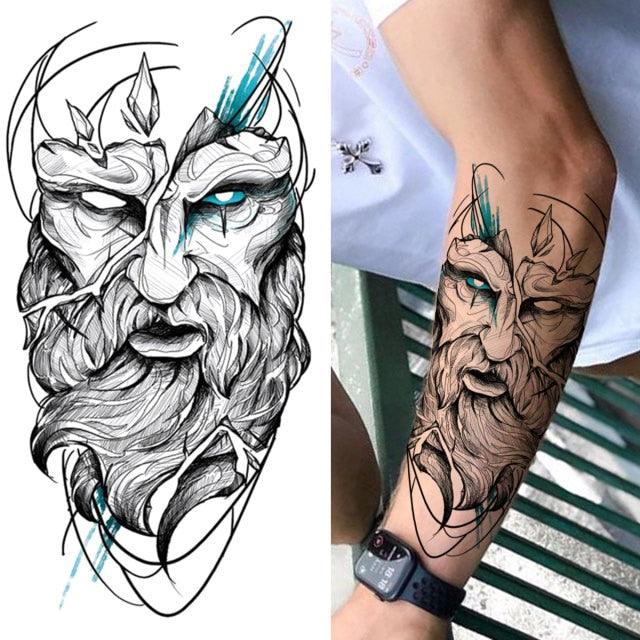 Luxury Black Forest Tiger Wolf Temporary Tattoo Sticker