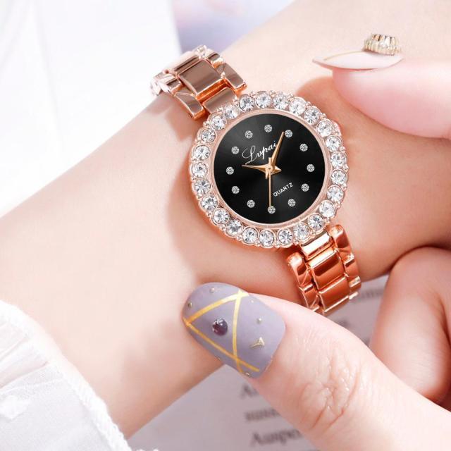 Ensemble de Montre Bracelet Géométrique de Luxe pour Femmes
