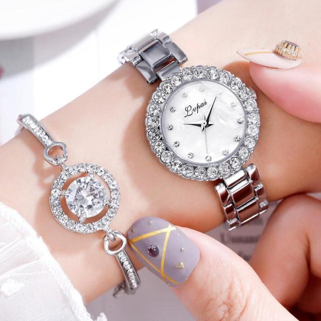 Ensemble de Montre Bracelet Géométrique de Luxe pour Femmes