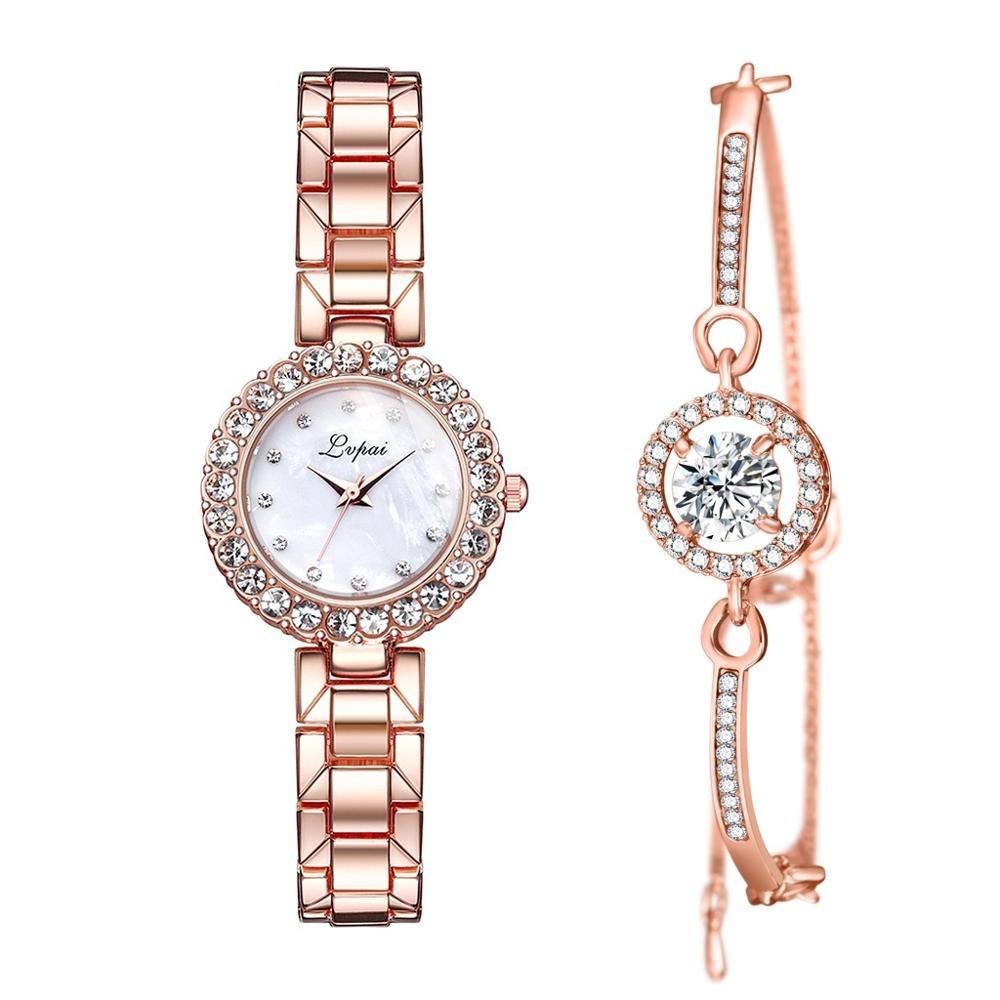Ensemble de Montre Bracelet Géométrique de Luxe pour Femmes