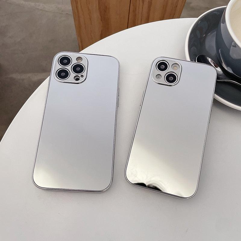 Coque de protection miroir arrière transparente de luxe pour iPhone