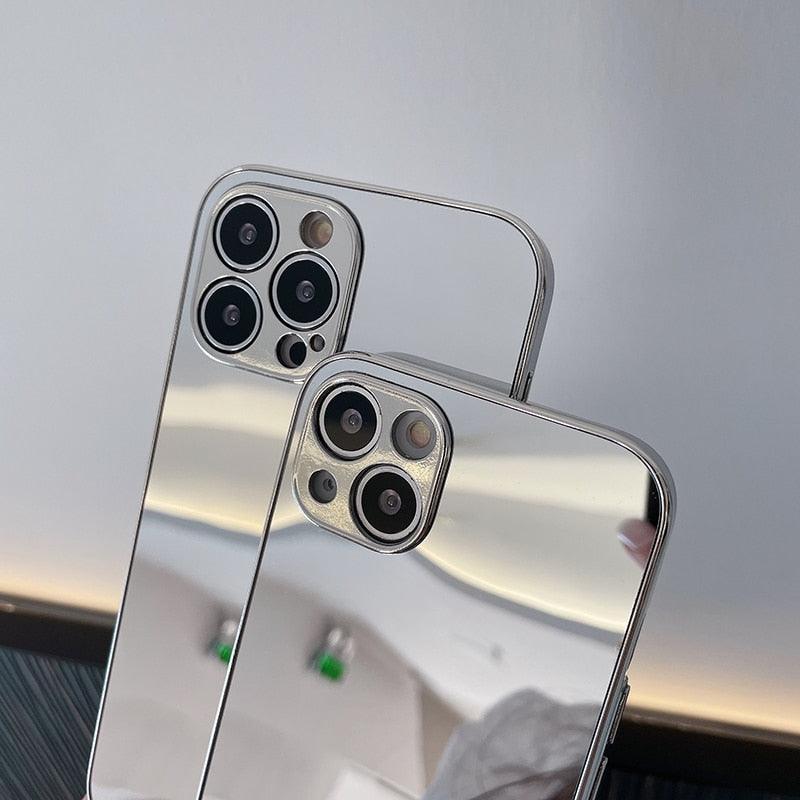 Coque de protection miroir arrière transparente de luxe pour iPhone