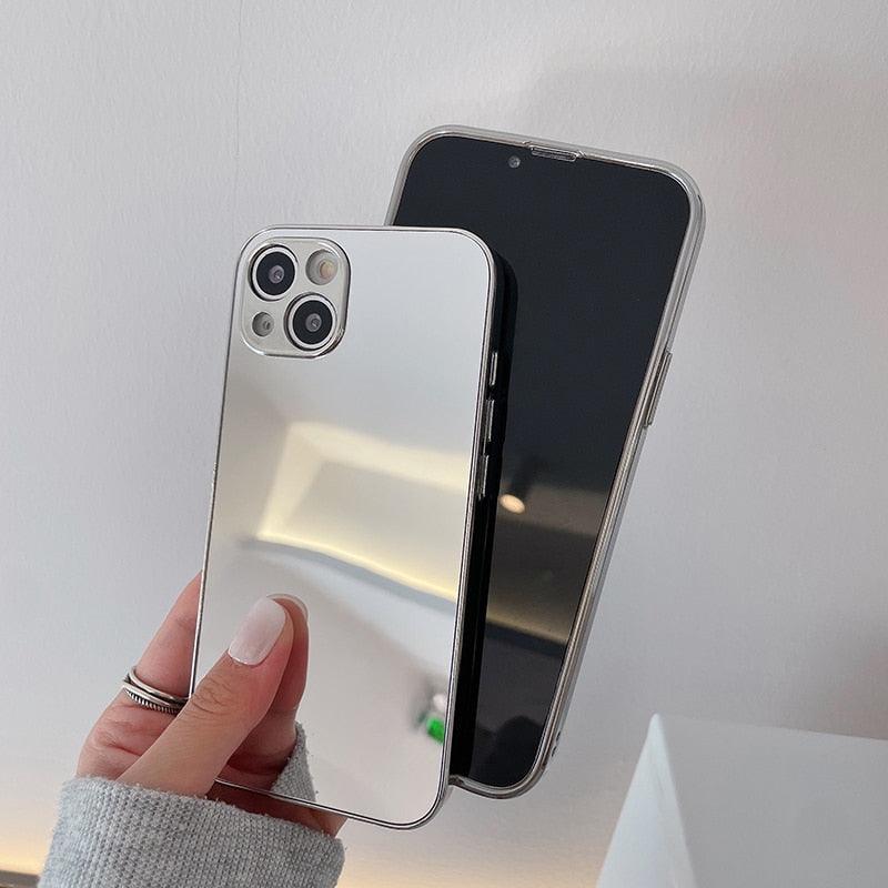 Coque de protection miroir arrière transparente de luxe pour iPhone