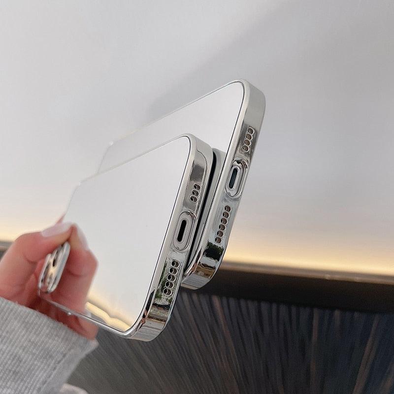 Coque de protection miroir arrière transparente de luxe pour iPhone