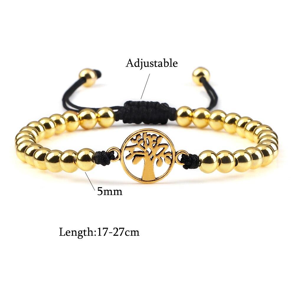 Luxury Adjustable Copper Beads Pendant Bracelet Set for Couples