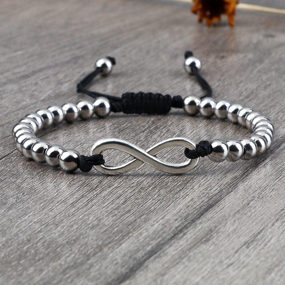 Luxury Adjustable Copper Beads Pendant Bracelet Set for Couples