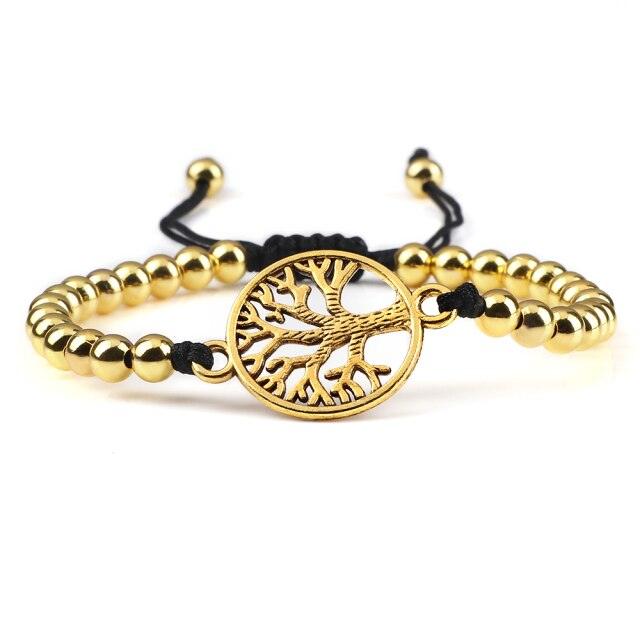 Luxury Adjustable Copper Beads Pendant Bracelet Set for Couples