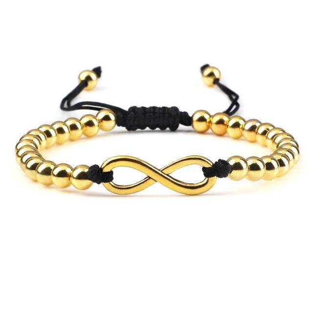 Luxury Adjustable Copper Beads Pendant Bracelet Set for Couples