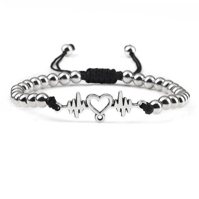 Luxury Adjustable Copper Beads Pendant Bracelet Set for Couples