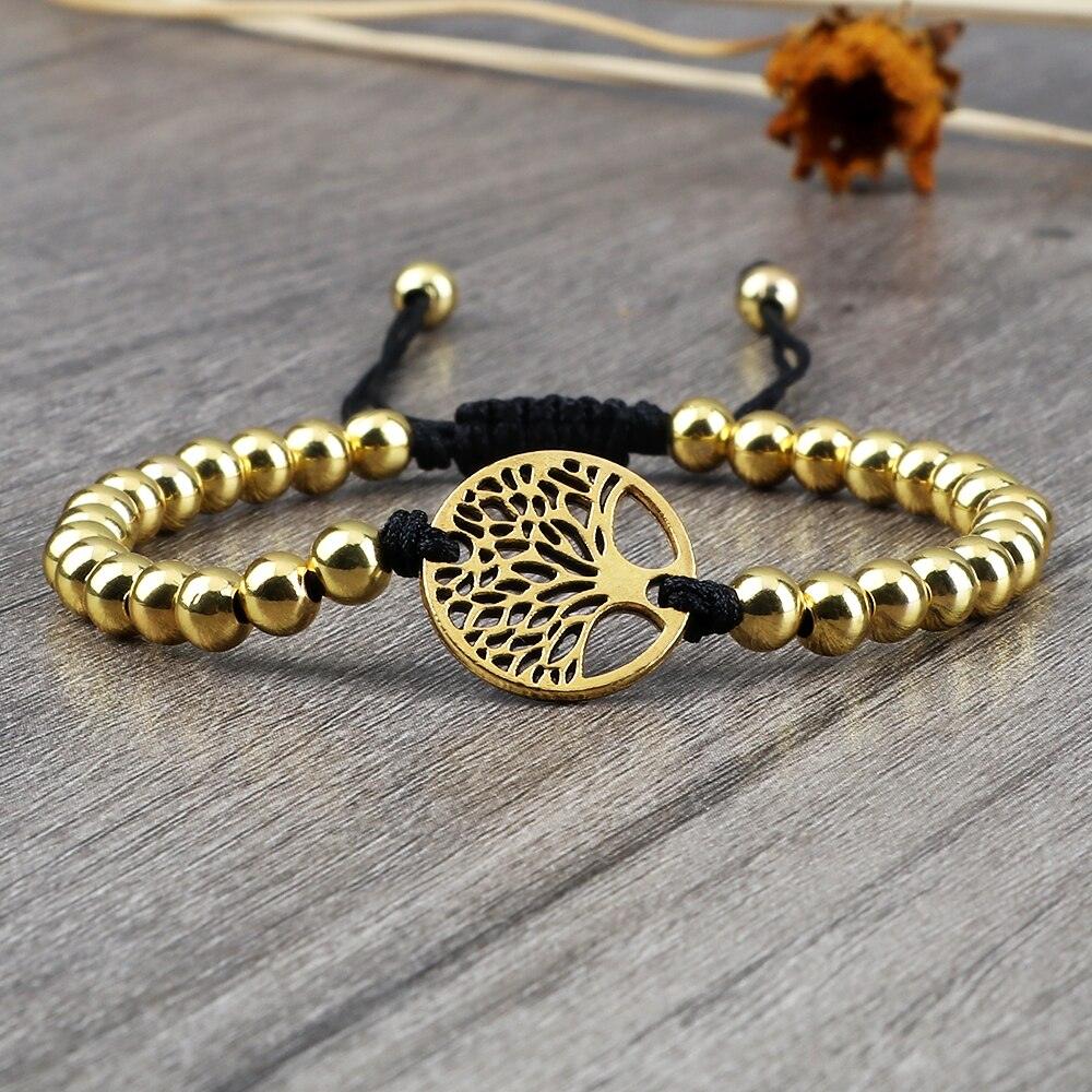 Luxury Adjustable Copper Beads Pendant Bracelet Set for Couples