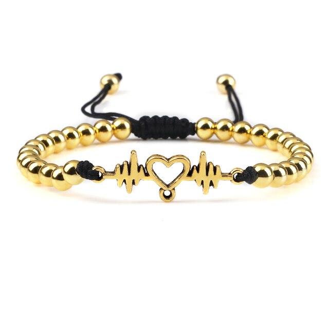 Luxury Adjustable Copper Beads Pendant Bracelet Set for Couples