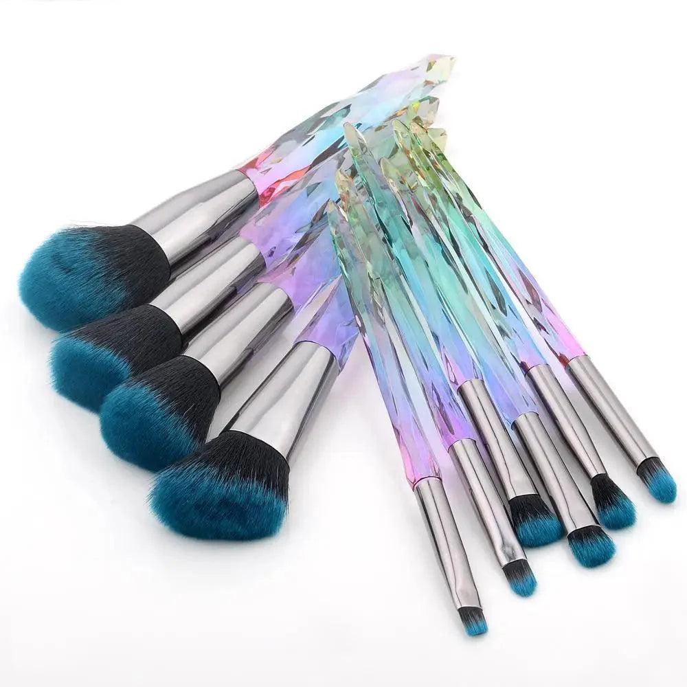 Ensemble de Pinceaux de Maquillage en Cristal de Luxe - 10 Pièces