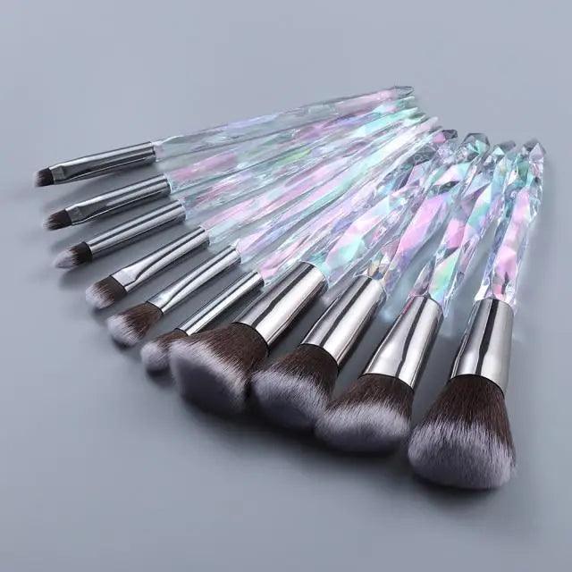 Ensemble de Pinceaux de Maquillage en Cristal de Luxe - 10 Pièces