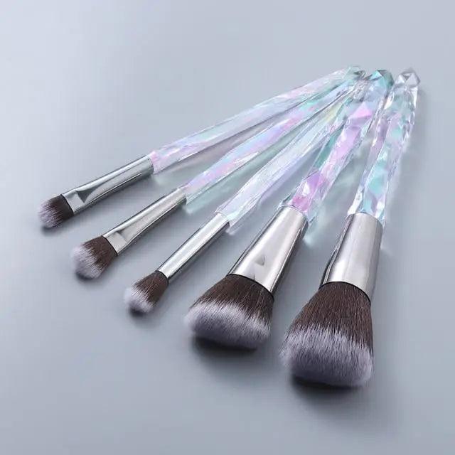 Ensemble de Pinceaux de Maquillage en Cristal de Luxe - 10 Pièces