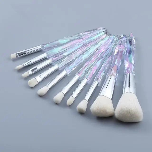 Ensemble de Pinceaux de Maquillage en Cristal de Luxe - 10 Pièces