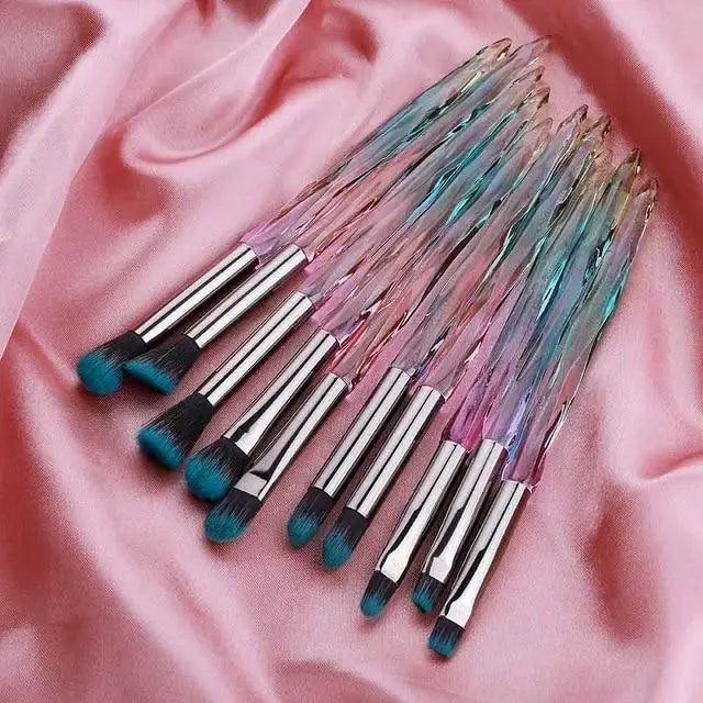 Ensemble de Pinceaux de Maquillage en Cristal de Luxe - 10 Pièces
