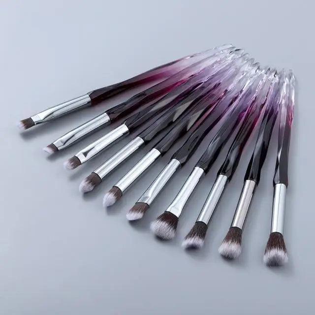 Ensemble de Pinceaux de Maquillage en Cristal de Luxe - 10 Pièces