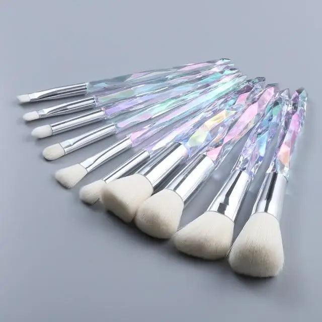 Ensemble de Pinceaux de Maquillage en Cristal de Luxe - 10 Pièces