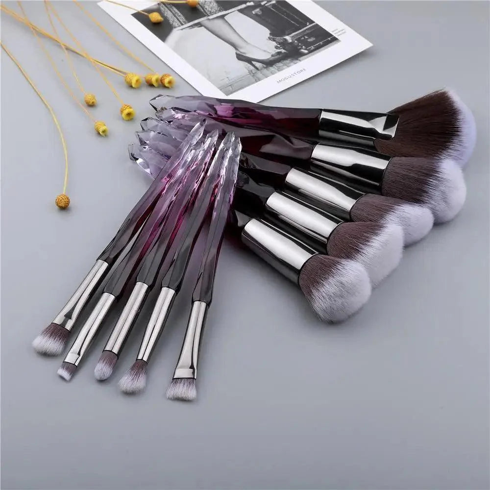 Ensemble de Pinceaux de Maquillage en Cristal de Luxe - 10 Pièces