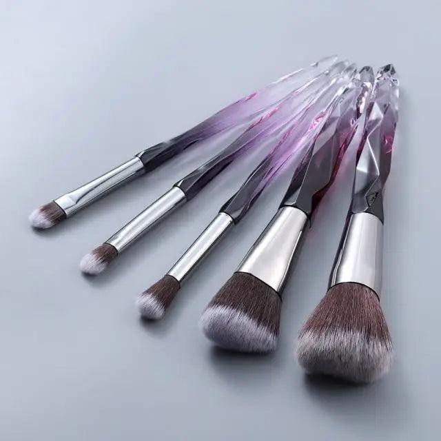 Ensemble de Pinceaux de Maquillage en Cristal de Luxe - 10 Pièces